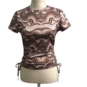 SHEIN Qutie‎ Marble Print Drawstring Side Ruched Top